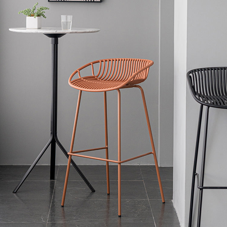Contemporary Footrest Metal Barstool Matte Finish Restaurant Stool Clearhalo 'Bar Furniture' 'Bar Stools' 'bar_stools' 'furn' 'furn_bar_stools' 'Furniture' 'furniture_bar_stools' 'Kitchen & Dining Furniture' 4953305