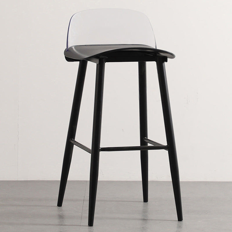 Nordic Armless Backrest Counter Stool Iron Cafe Bar Stool with Acrylic Seat Black 1 Piece Clearhalo 'Bar Furniture' 'Bar Stools' 'bar_stools' 'furn' 'furn_bar_stools' 'Furniture' 'furniture_bar_stools' 'Kitchen & Dining Furniture' 4953416