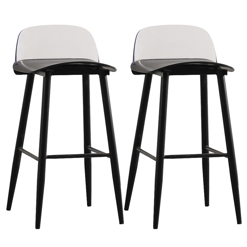 Nordic Armless Backrest Counter Stool Iron Cafe Bar Stool with Acrylic Seat Black 2 Piece Set Clearhalo 'Bar Furniture' 'Bar Stools' 'bar_stools' 'furn' 'furn_bar_stools' 'Furniture' 'furniture_bar_stools' 'Kitchen & Dining Furniture' 4953417