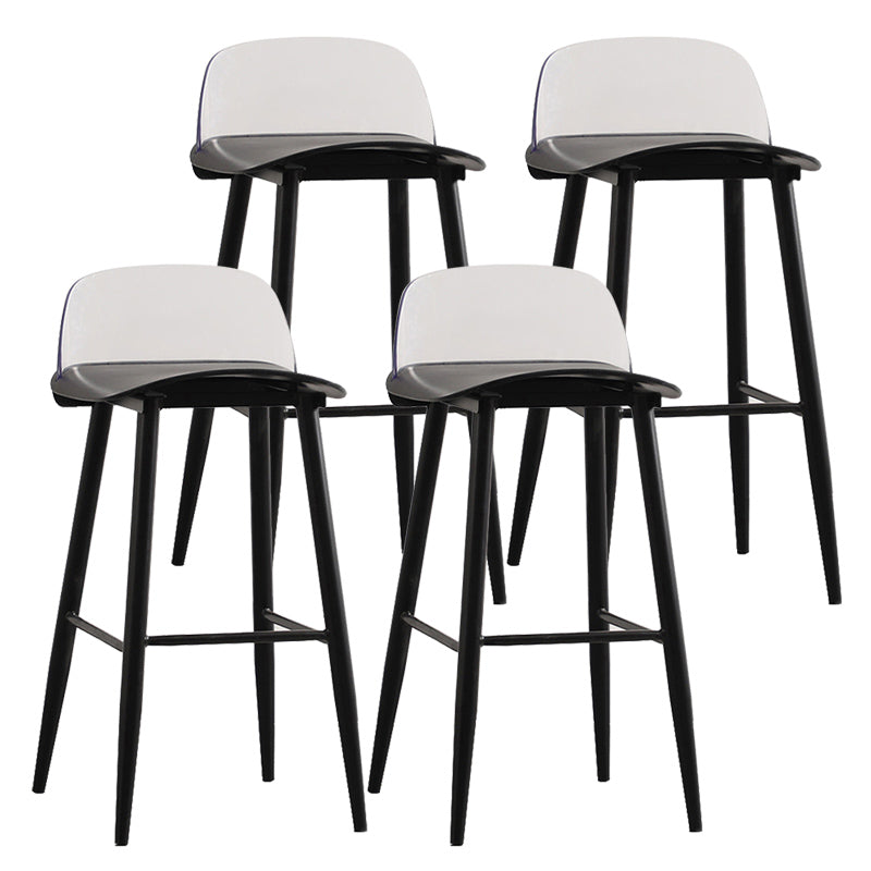 Nordic Armless Backrest Counter Stool Iron Cafe Bar Stool with Acrylic Seat Black 4 Piece Set Clearhalo 'Bar Furniture' 'Bar Stools' 'bar_stools' 'furn' 'furn_bar_stools' 'Furniture' 'furniture_bar_stools' 'Kitchen & Dining Furniture' 4953419