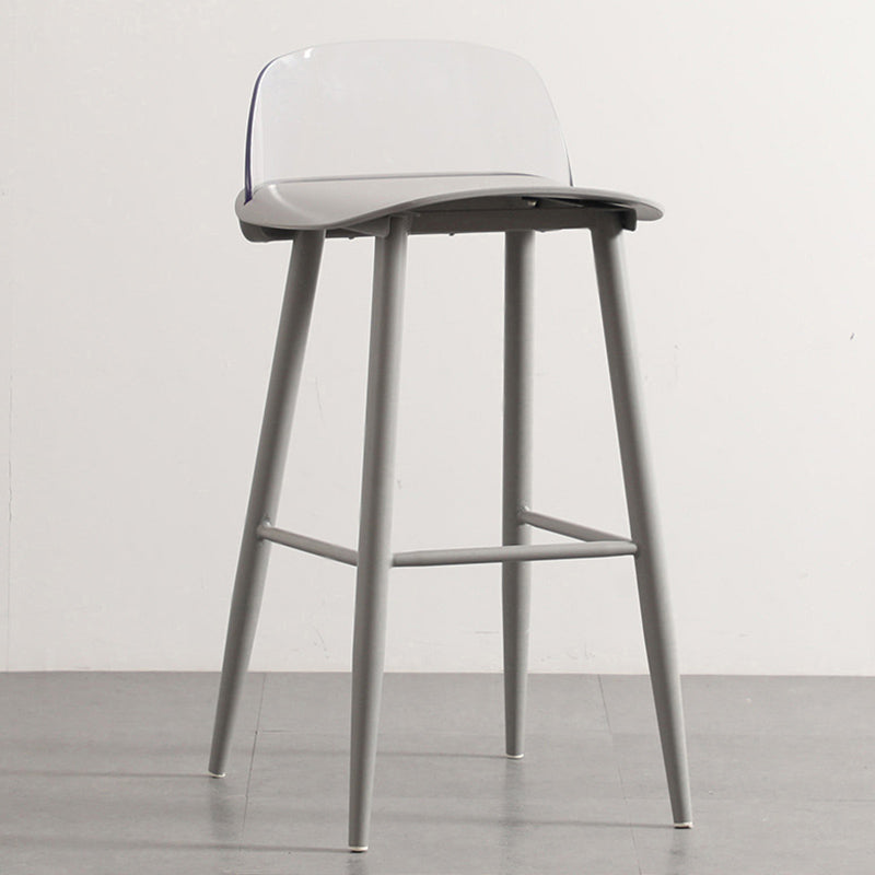 Nordic Armless Backrest Counter Stool Iron Cafe Bar Stool with Acrylic Seat Grey 1 Piece Clearhalo 'Bar Furniture' 'Bar Stools' 'bar_stools' 'furn' 'furn_bar_stools' 'Furniture' 'furniture_bar_stools' 'Kitchen & Dining Furniture' 4953422