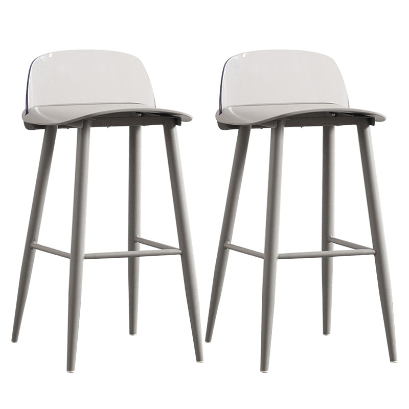 Nordic Armless Backrest Counter Stool Iron Cafe Bar Stool with Acrylic Seat Grey 2 Piece Set Clearhalo 'Bar Furniture' 'Bar Stools' 'bar_stools' 'furn' 'furn_bar_stools' 'Furniture' 'furniture_bar_stools' 'Kitchen & Dining Furniture' 4953423