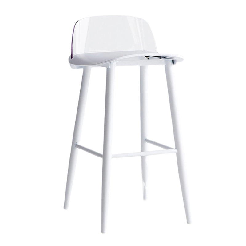 Nordic Armless Backrest Counter Stool Iron Cafe Bar Stool with Acrylic Seat Clearhalo 'Bar Furniture' 'Bar Stools' 'bar_stools' 'furn' 'furn_bar_stools' 'Furniture' 'furniture_bar_stools' 'Kitchen & Dining Furniture' 4953424