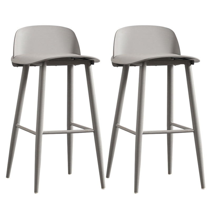 Nordic Armless Backrest Counter Stool Iron Cafe Bar Stool with Acrylic Seat Light Gray 2 Piece Set Clearhalo 'Bar Furniture' 'Bar Stools' 'bar_stools' 'furn' 'furn_bar_stools' 'Furniture' 'furniture_bar_stools' 'Kitchen & Dining Furniture' 4953429