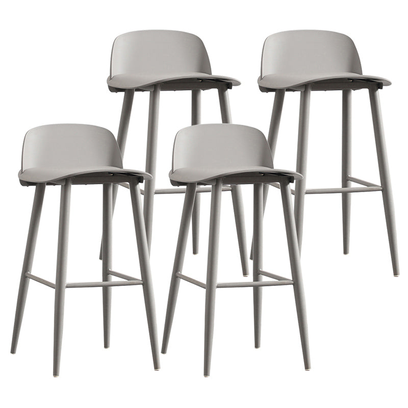 Nordic Armless Backrest Counter Stool Iron Cafe Bar Stool with Acrylic Seat Light Gray 4 Piece Set Clearhalo 'Bar Furniture' 'Bar Stools' 'bar_stools' 'furn' 'furn_bar_stools' 'Furniture' 'furniture_bar_stools' 'Kitchen & Dining Furniture' 4953431