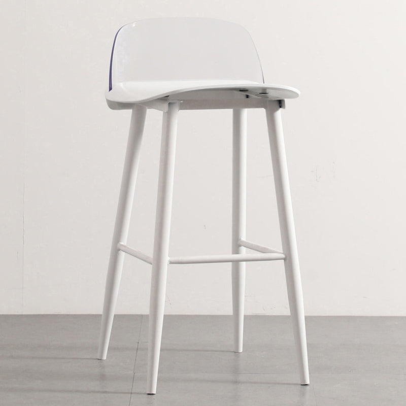 Nordic Armless Backrest Counter Stool Iron Cafe Bar Stool with Acrylic Seat White 1 Piece Clearhalo 'Bar Furniture' 'Bar Stools' 'bar_stools' 'furn' 'furn_bar_stools' 'Furniture' 'furniture_bar_stools' 'Kitchen & Dining Furniture' 4953433