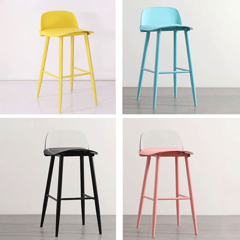 Nordic Armless Backrest Counter Stool Iron Cafe Bar Stool with Acrylic Seat Clearhalo 'Bar Furniture' 'Bar Stools' 'bar_stools' 'furn' 'furn_bar_stools' 'Furniture' 'furniture_bar_stools' 'Kitchen & Dining Furniture' 4953434