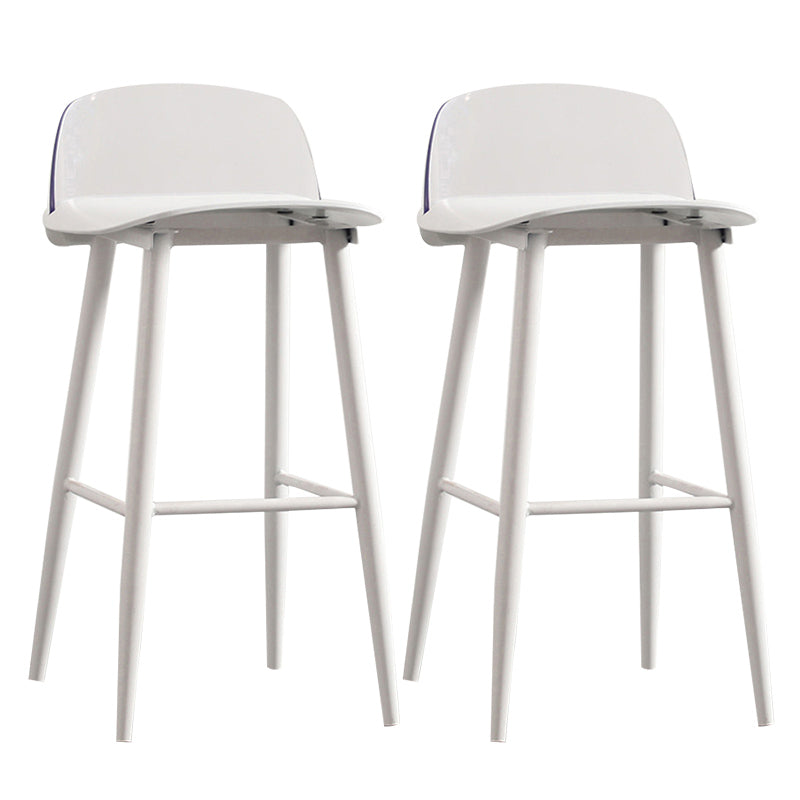 Nordic Armless Backrest Counter Stool Iron Cafe Bar Stool with Acrylic Seat White 2 Piece Set Clearhalo 'Bar Furniture' 'Bar Stools' 'bar_stools' 'furn' 'furn_bar_stools' 'Furniture' 'furniture_bar_stools' 'Kitchen & Dining Furniture' 4953435