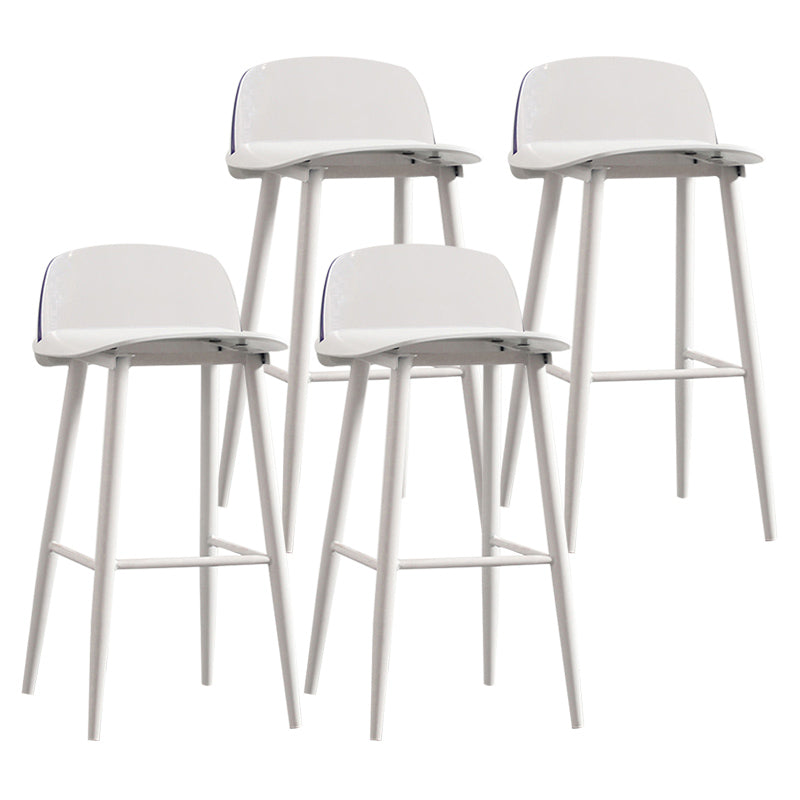 Nordic Armless Backrest Counter Stool Iron Cafe Bar Stool with Acrylic Seat White 4 Piece Set Clearhalo 'Bar Furniture' 'Bar Stools' 'bar_stools' 'furn' 'furn_bar_stools' 'Furniture' 'furniture_bar_stools' 'Kitchen & Dining Furniture' 4953436