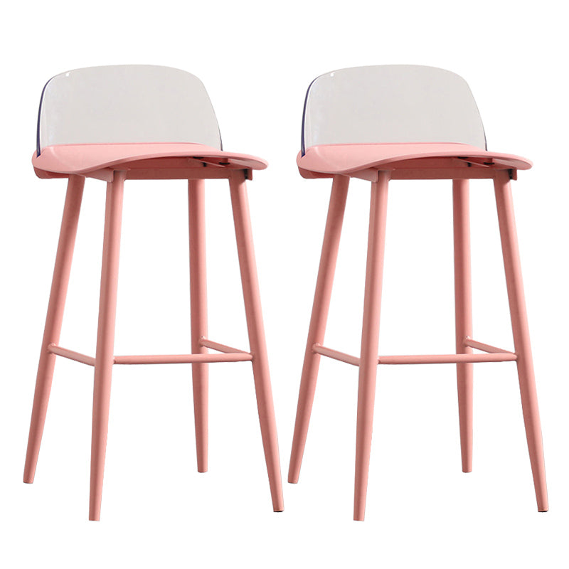 Nordic Armless Backrest Counter Stool Iron Cafe Bar Stool with Acrylic Seat Pink 2 Piece Set Clearhalo 'Bar Furniture' 'Bar Stools' 'bar_stools' 'furn' 'furn_bar_stools' 'Furniture' 'furniture_bar_stools' 'Kitchen & Dining Furniture' 4953438