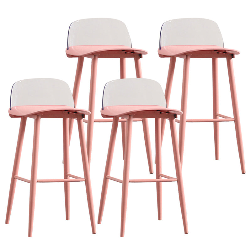 Nordic Armless Backrest Counter Stool Iron Cafe Bar Stool with Acrylic Seat Pink 4 Piece Set Clearhalo 'Bar Furniture' 'Bar Stools' 'bar_stools' 'furn' 'furn_bar_stools' 'Furniture' 'furniture_bar_stools' 'Kitchen & Dining Furniture' 4953439