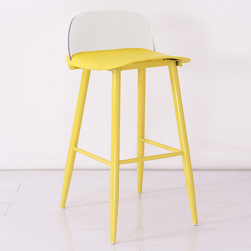 Nordic Armless Backrest Counter Stool Iron Cafe Bar Stool with Acrylic Seat Yellow 1 Piece Clearhalo 'Bar Furniture' 'Bar Stools' 'bar_stools' 'furn' 'furn_bar_stools' 'Furniture' 'furniture_bar_stools' 'Kitchen & Dining Furniture' 4953440