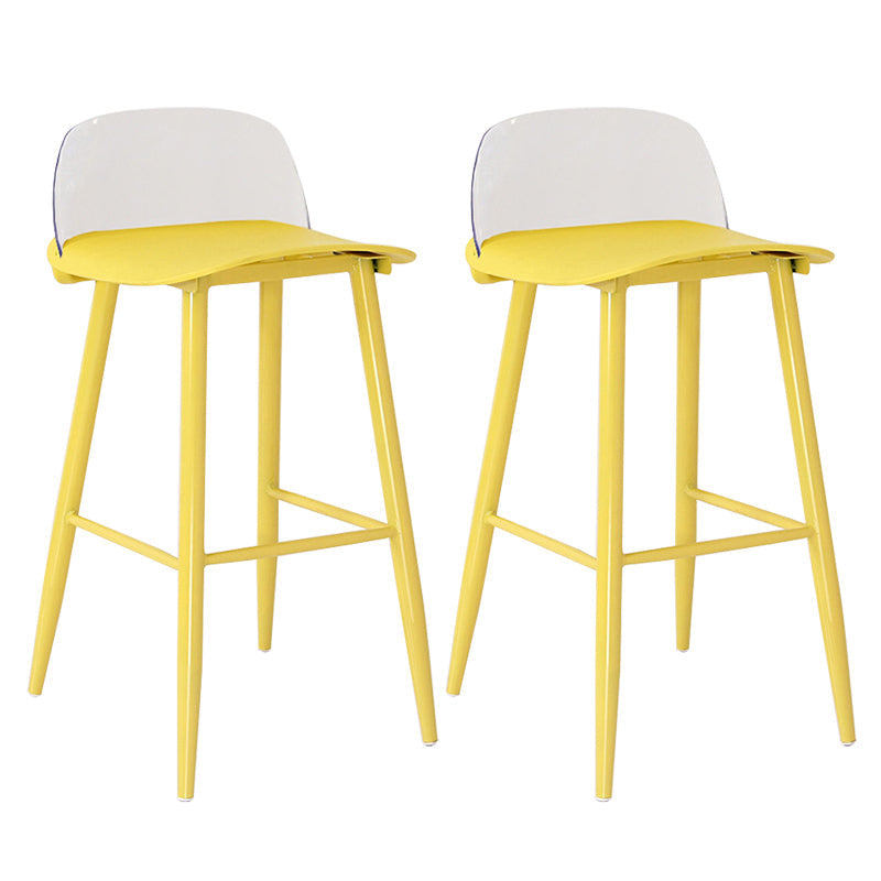 Nordic Armless Backrest Counter Stool Iron Cafe Bar Stool with Acrylic Seat Yellow 2 Piece Set Clearhalo 'Bar Furniture' 'Bar Stools' 'bar_stools' 'furn' 'furn_bar_stools' 'Furniture' 'furniture_bar_stools' 'Kitchen & Dining Furniture' 4953441