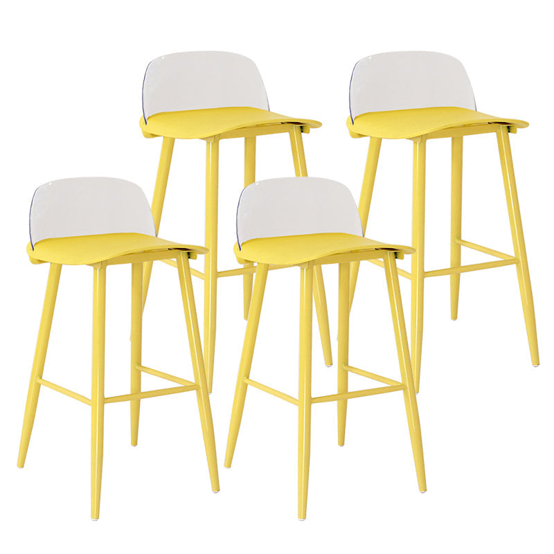Nordic Armless Backrest Counter Stool Iron Cafe Bar Stool with Acrylic Seat Yellow 4 Piece Set Clearhalo 'Bar Furniture' 'Bar Stools' 'bar_stools' 'furn' 'furn_bar_stools' 'Furniture' 'furniture_bar_stools' 'Kitchen & Dining Furniture' 4953442