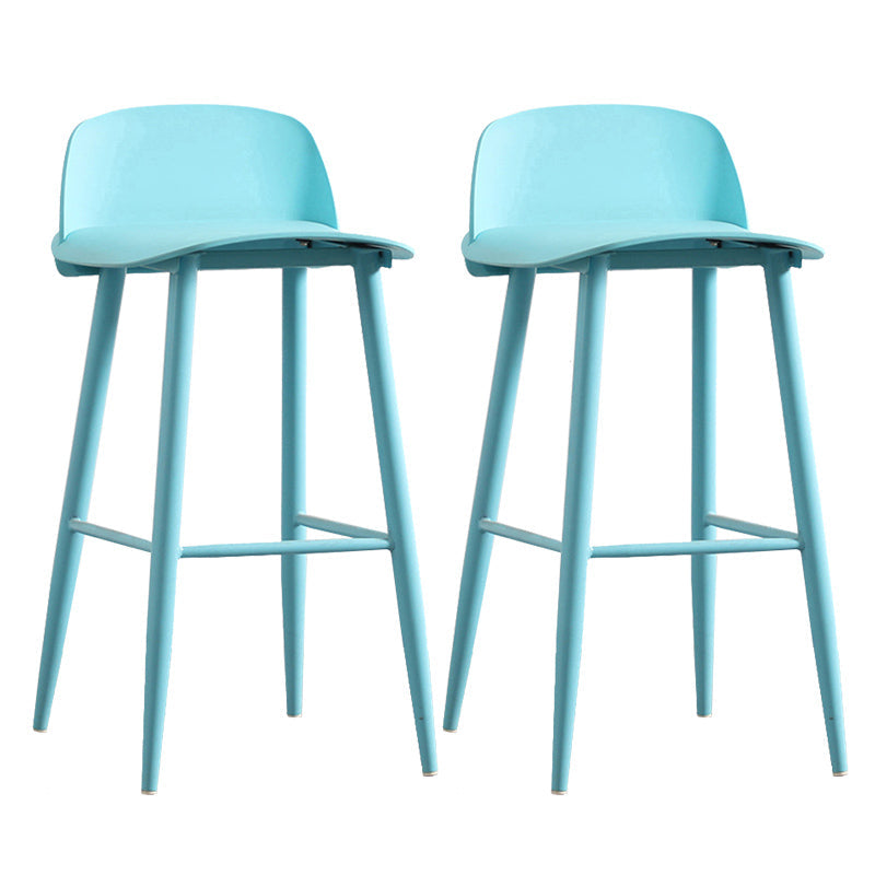 Nordic Armless Backrest Counter Stool Iron Cafe Bar Stool with Acrylic Seat Light Blue 2 Piece Set Clearhalo 'Bar Furniture' 'Bar Stools' 'bar_stools' 'furn' 'furn_bar_stools' 'Furniture' 'furniture_bar_stools' 'Kitchen & Dining Furniture' 4953447