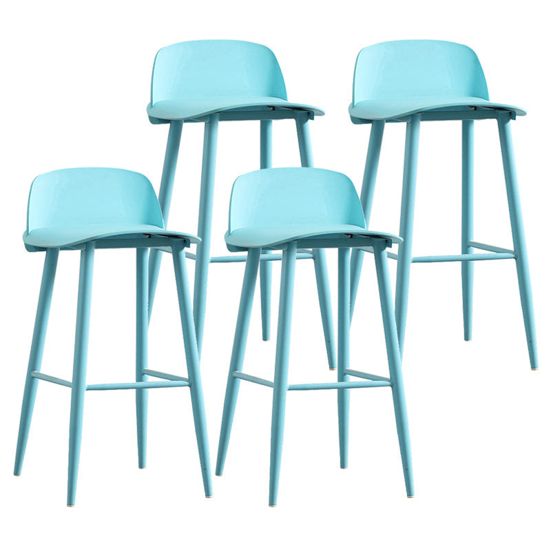 Nordic Armless Backrest Counter Stool Iron Cafe Bar Stool with Acrylic Seat Light Blue 4 Piece Set Clearhalo 'Bar Furniture' 'Bar Stools' 'bar_stools' 'furn' 'furn_bar_stools' 'Furniture' 'furniture_bar_stools' 'Kitchen & Dining Furniture' 4953448