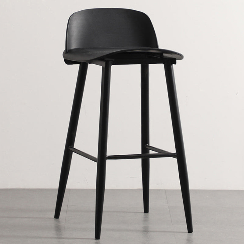 Nordic Armless Backrest Counter Stool Iron Cafe Bar Stool with Acrylic Seat Gloss Black 1 Piece Clearhalo 'Bar Furniture' 'Bar Stools' 'bar_stools' 'furn' 'furn_bar_stools' 'Furniture' 'furniture_bar_stools' 'Kitchen & Dining Furniture' 4953449