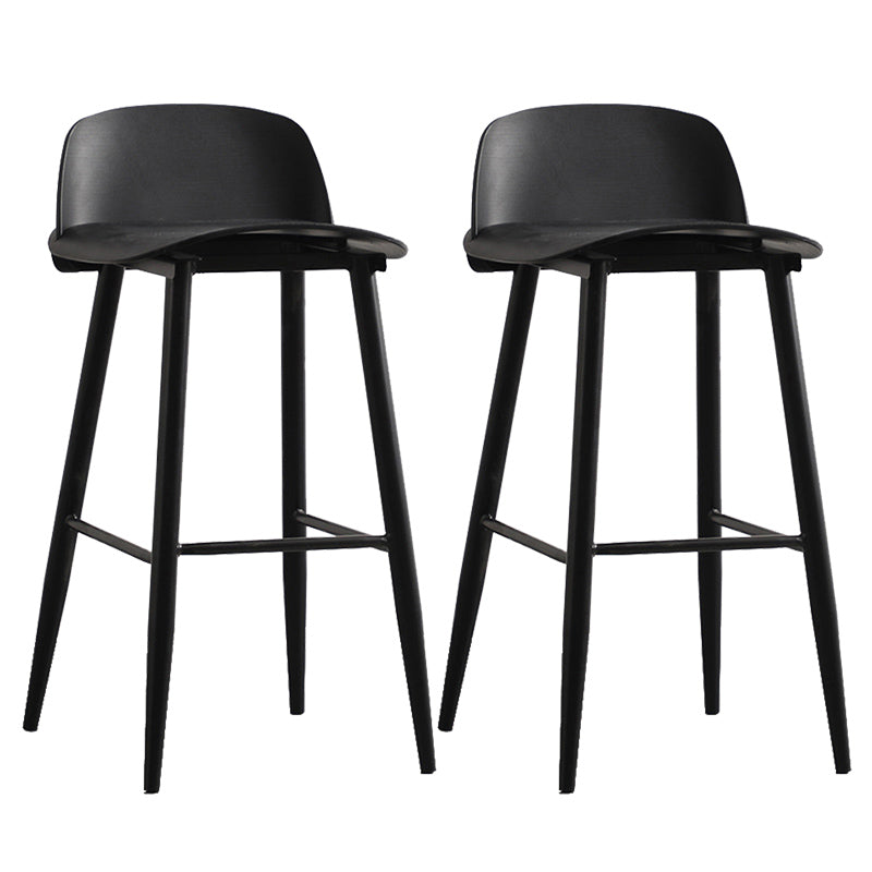Nordic Armless Backrest Counter Stool Iron Cafe Bar Stool with Acrylic Seat Gloss Black 2 Piece Set Clearhalo 'Bar Furniture' 'Bar Stools' 'bar_stools' 'furn' 'furn_bar_stools' 'Furniture' 'furniture_bar_stools' 'Kitchen & Dining Furniture' 4953450