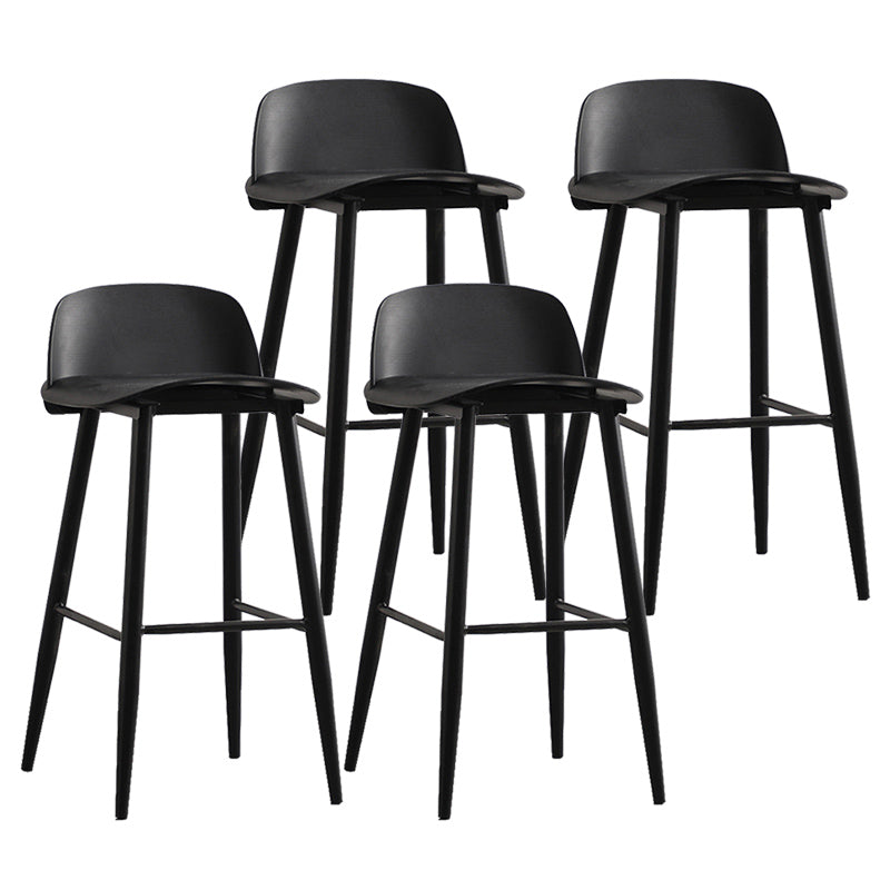 Nordic Armless Backrest Counter Stool Iron Cafe Bar Stool with Acrylic Seat Gloss Black 4 Piece Set Clearhalo 'Bar Furniture' 'Bar Stools' 'bar_stools' 'furn' 'furn_bar_stools' 'Furniture' 'furniture_bar_stools' 'Kitchen & Dining Furniture' 4953451