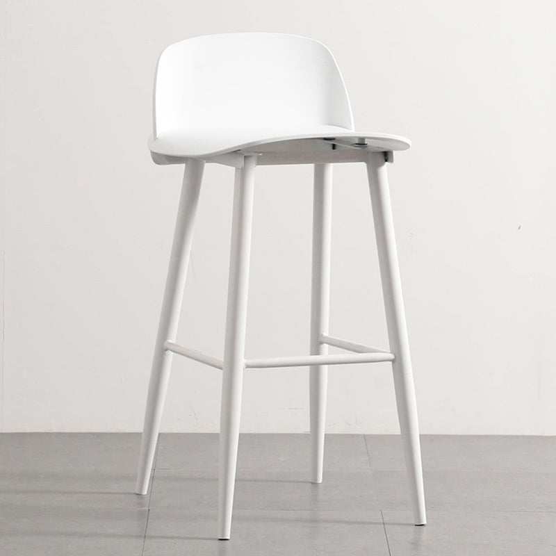 Nordic Armless Backrest Counter Stool Iron Cafe Bar Stool with Acrylic Seat Gloss White 1 Piece Clearhalo 'Bar Furniture' 'Bar Stools' 'bar_stools' 'furn' 'furn_bar_stools' 'Furniture' 'furniture_bar_stools' 'Kitchen & Dining Furniture' 4953452