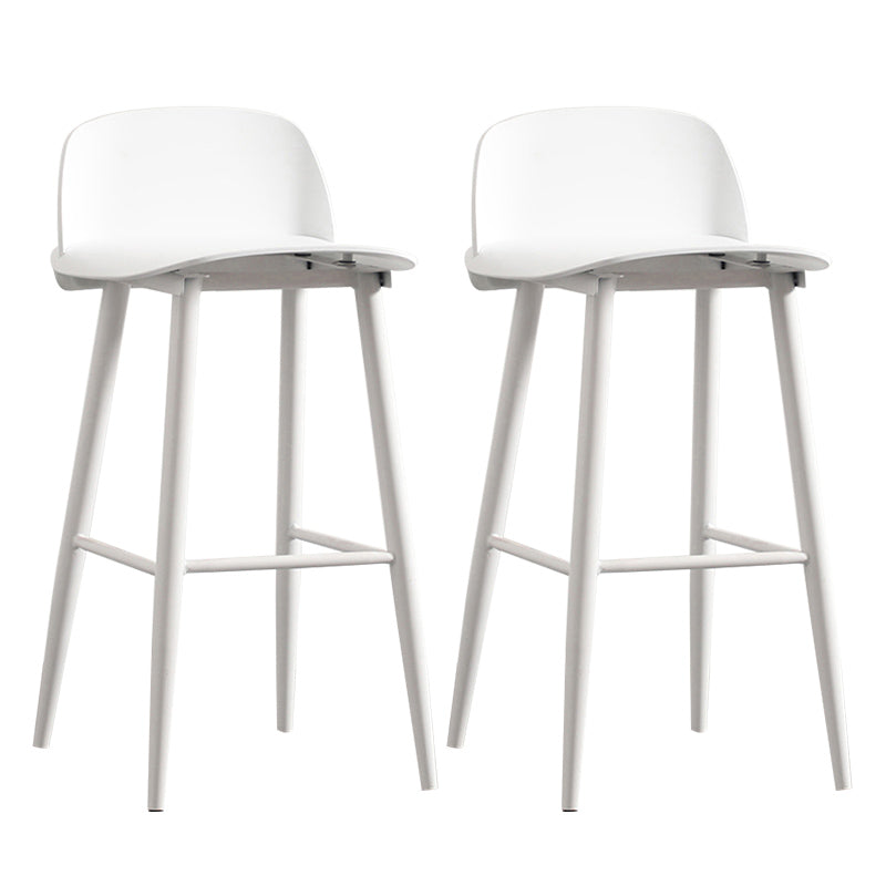 Nordic Armless Backrest Counter Stool Iron Cafe Bar Stool with Acrylic Seat Gloss White 2 Piece Set Clearhalo 'Bar Furniture' 'Bar Stools' 'bar_stools' 'furn' 'furn_bar_stools' 'Furniture' 'furniture_bar_stools' 'Kitchen & Dining Furniture' 4953453