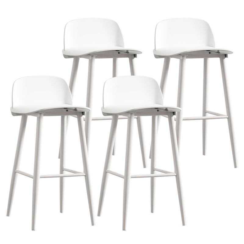 Nordic Armless Backrest Counter Stool Iron Cafe Bar Stool with Acrylic Seat Gloss White 4 Piece Set Clearhalo 'Bar Furniture' 'Bar Stools' 'bar_stools' 'furn' 'furn_bar_stools' 'Furniture' 'furniture_bar_stools' 'Kitchen & Dining Furniture' 4953454