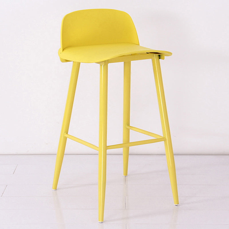 Nordic Armless Backrest Counter Stool Iron Cafe Bar Stool with Acrylic Seat Light Yellow 1 Piece Clearhalo 'Bar Furniture' 'Bar Stools' 'bar_stools' 'furn' 'furn_bar_stools' 'Furniture' 'furniture_bar_stools' 'Kitchen & Dining Furniture' 4953455