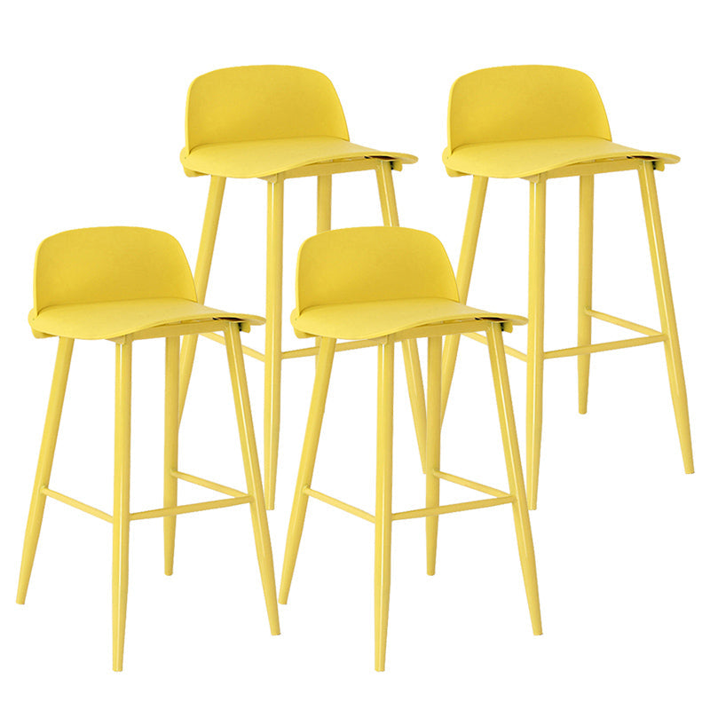 Nordic Armless Backrest Counter Stool Iron Cafe Bar Stool with Acrylic Seat Light Yellow 4 Piece Set Clearhalo 'Bar Furniture' 'Bar Stools' 'bar_stools' 'furn' 'furn_bar_stools' 'Furniture' 'furniture_bar_stools' 'Kitchen & Dining Furniture' 4953457