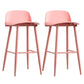 Nordic Armless Backrest Counter Stool Iron Cafe Bar Stool with Acrylic Seat Nude Pink 2 Piece Set Clearhalo 'Bar Furniture' 'Bar Stools' 'bar_stools' 'furn' 'furn_bar_stools' 'Furniture' 'furniture_bar_stools' 'Kitchen & Dining Furniture' 4953459