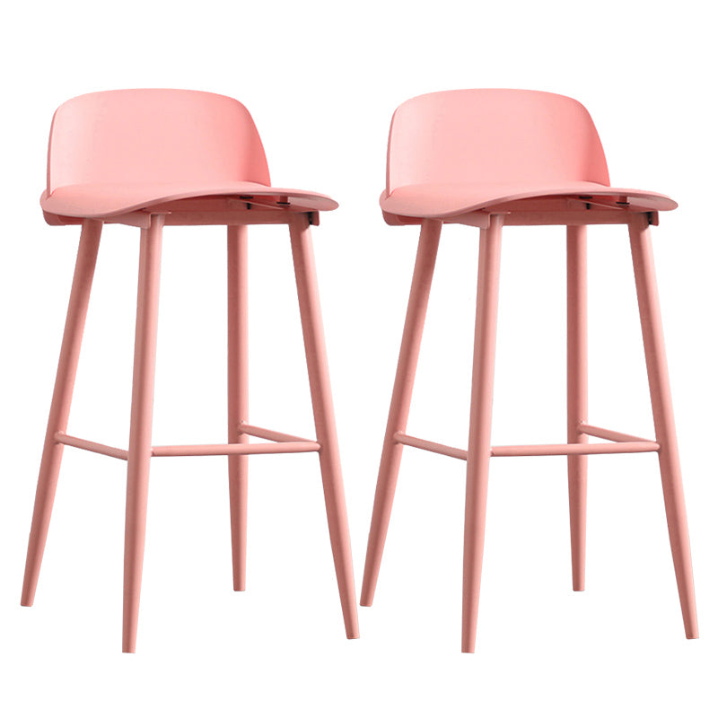 Nordic Armless Backrest Counter Stool Iron Cafe Bar Stool with Acrylic Seat Nude Pink 2 Piece Set Clearhalo 'Bar Furniture' 'Bar Stools' 'bar_stools' 'furn' 'furn_bar_stools' 'Furniture' 'furniture_bar_stools' 'Kitchen & Dining Furniture' 4953459