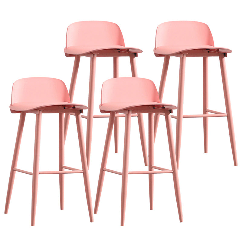 Nordic Armless Backrest Counter Stool Iron Cafe Bar Stool with Acrylic Seat Nude Pink 4 Piece Set Clearhalo 'Bar Furniture' 'Bar Stools' 'bar_stools' 'furn' 'furn_bar_stools' 'Furniture' 'furniture_bar_stools' 'Kitchen & Dining Furniture' 4953460