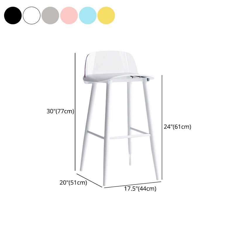 Nordic Armless Backrest Counter Stool Iron Cafe Bar Stool with Acrylic Seat Clearhalo 'Bar Furniture' 'Bar Stools' 'bar_stools' 'furn' 'furn_bar_stools' 'Furniture' 'furniture_bar_stools' 'Kitchen & Dining Furniture' 4953461