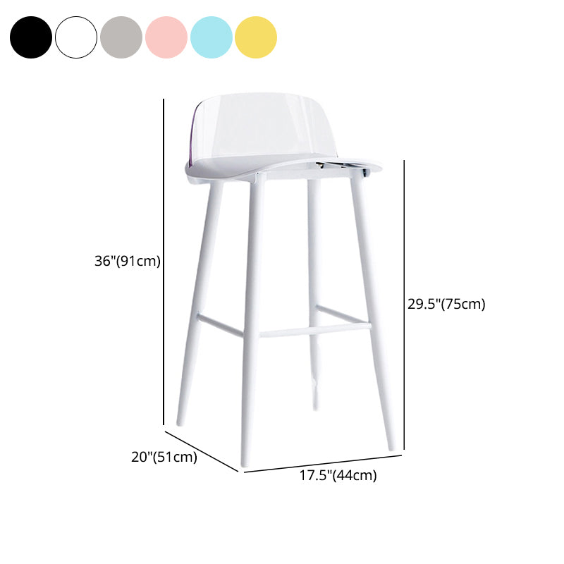 Nordic Armless Backrest Counter Stool Iron Cafe Bar Stool with Acrylic Seat Clearhalo 'Bar Furniture' 'Bar Stools' 'bar_stools' 'furn' 'furn_bar_stools' 'Furniture' 'furniture_bar_stools' 'Kitchen & Dining Furniture' 4953462