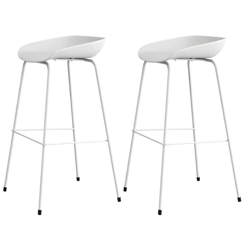 Contemporary Bar-stool Plastic Counter Bar Stool with Metal Legs for Kitchen White 2 Piece Set Clearhalo 'Bar Furniture' 'Bar Stools' 'bar_stools' 'furn' 'furn_bar_stools' 'Furniture' 'furniture_bar_stools' 'Kitchen & Dining Furniture' 4953576