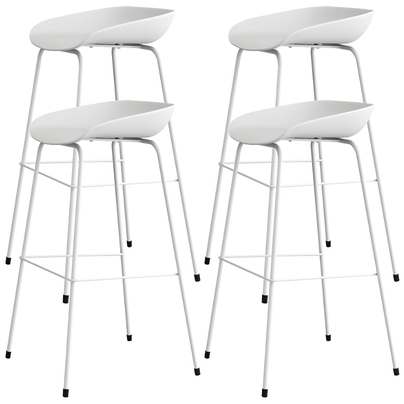 Contemporary Bar-stool Plastic Counter Bar Stool with Metal Legs for Kitchen White 4 Piece Set Clearhalo 'Bar Furniture' 'Bar Stools' 'bar_stools' 'furn' 'furn_bar_stools' 'Furniture' 'furniture_bar_stools' 'Kitchen & Dining Furniture' 4953578