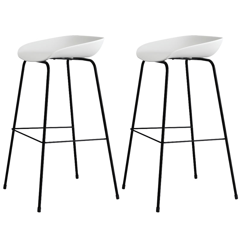 Contemporary Bar-stool Plastic Counter Bar Stool with Metal Legs for Kitchen White-Black 2 Piece Set Clearhalo 'Bar Furniture' 'Bar Stools' 'bar_stools' 'furn' 'furn_bar_stools' 'Furniture' 'furniture_bar_stools' 'Kitchen & Dining Furniture' 4953582