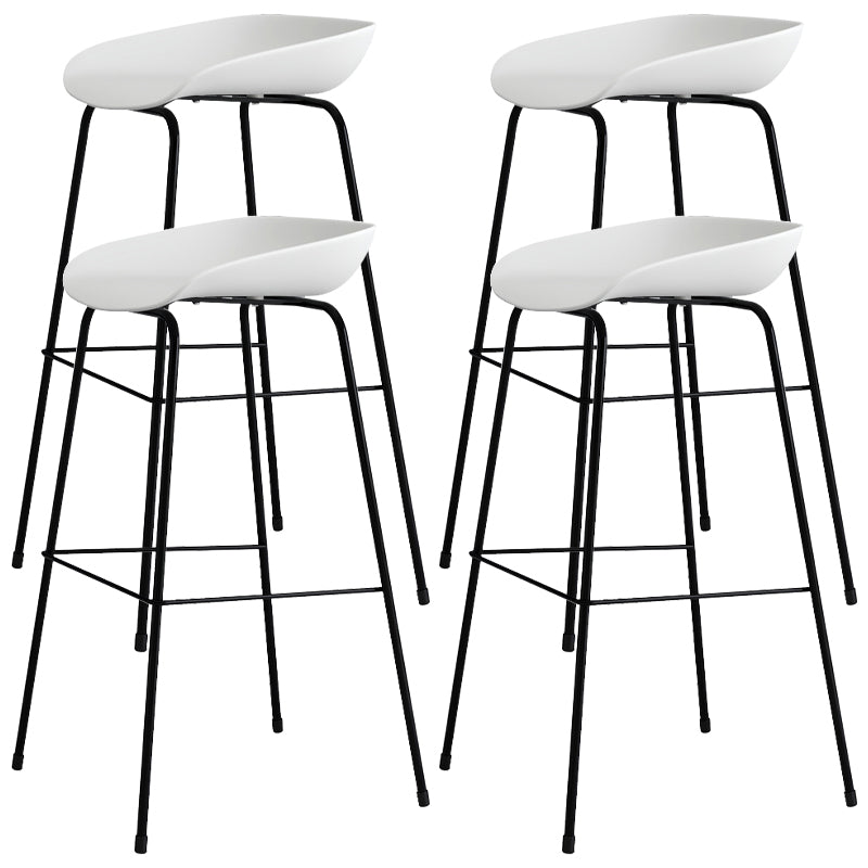 Contemporary Bar-stool Plastic Counter Bar Stool with Metal Legs for Kitchen White-Black 4 Piece Set Clearhalo 'Bar Furniture' 'Bar Stools' 'bar_stools' 'furn' 'furn_bar_stools' 'Furniture' 'furniture_bar_stools' 'Kitchen & Dining Furniture' 4953583