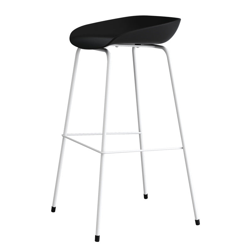 Contemporary Bar-stool Plastic Counter Bar Stool with Metal Legs for Kitchen Black White 1 Piece Clearhalo 'Bar Furniture' 'Bar Stools' 'bar_stools' 'furn' 'furn_bar_stools' 'Furniture' 'furniture_bar_stools' 'Kitchen & Dining Furniture' 4953585
