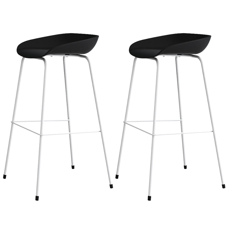 Contemporary Bar-stool Plastic Counter Bar Stool with Metal Legs for Kitchen Black White 2 Piece Set Clearhalo 'Bar Furniture' 'Bar Stools' 'bar_stools' 'furn' 'furn_bar_stools' 'Furniture' 'furniture_bar_stools' 'Kitchen & Dining Furniture' 4953587