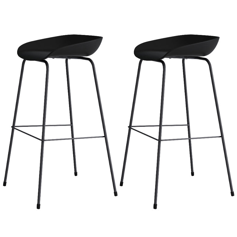 Contemporary Bar-stool Plastic Counter Bar Stool with Metal Legs for Kitchen Black 2 Piece Set Clearhalo 'Bar Furniture' 'Bar Stools' 'bar_stools' 'furn' 'furn_bar_stools' 'Furniture' 'furniture_bar_stools' 'Kitchen & Dining Furniture' 4953592
