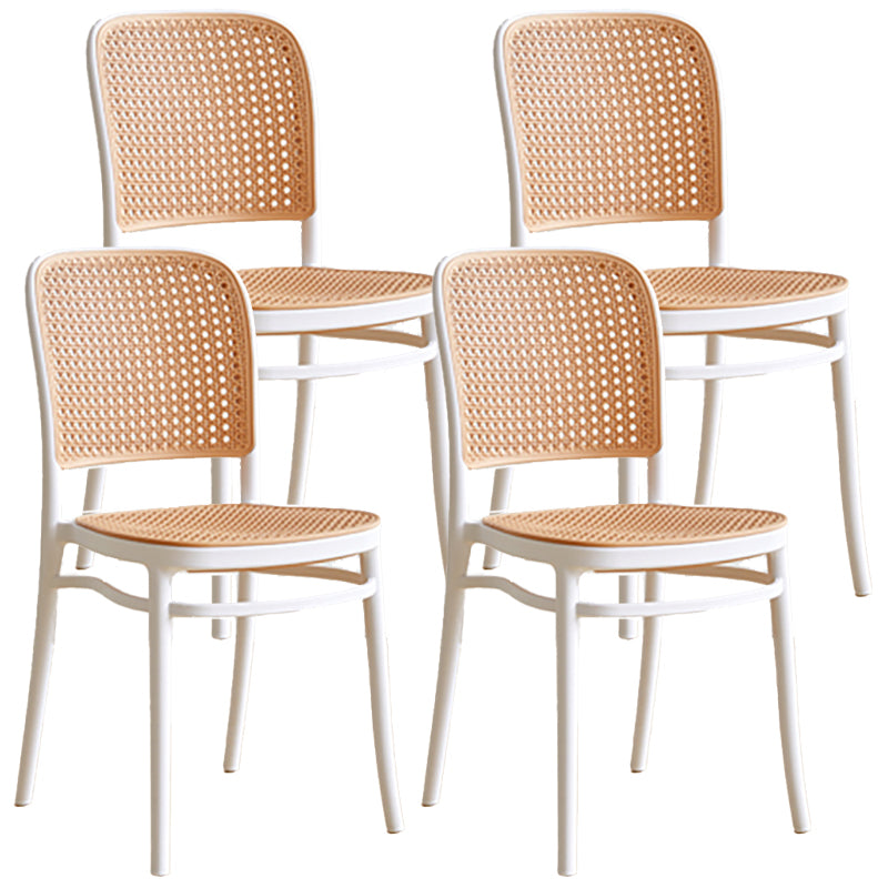 Contemporary Bar-stool Plastic Counter Bar Stool with Plastic Legs for Kitchen White Set of 4 Short Stool(18"H) Clearhalo 'Bar Furniture' 'Bar Stools' 'bar_stools' 'Furniture' 'furniture_bar_stools' 'Kitchen & Dining Furniture' 4953597