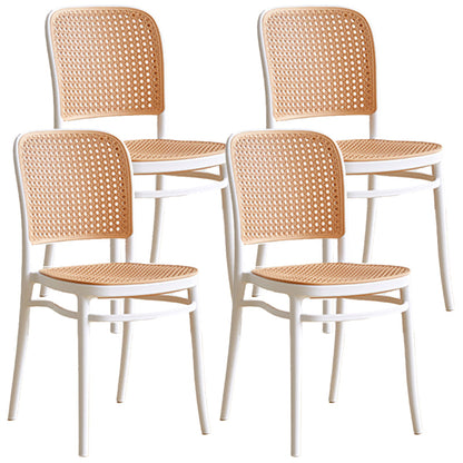 Contemporary Bar-stool Plastic Counter Bar Stool with Plastic Legs for Kitchen White Set of 4 Short Stool(18"H) Clearhalo 'Bar Furniture' 'Bar Stools' 'bar_stools' 'Furniture' 'furniture_bar_stools' 'Kitchen & Dining Furniture' 4953597