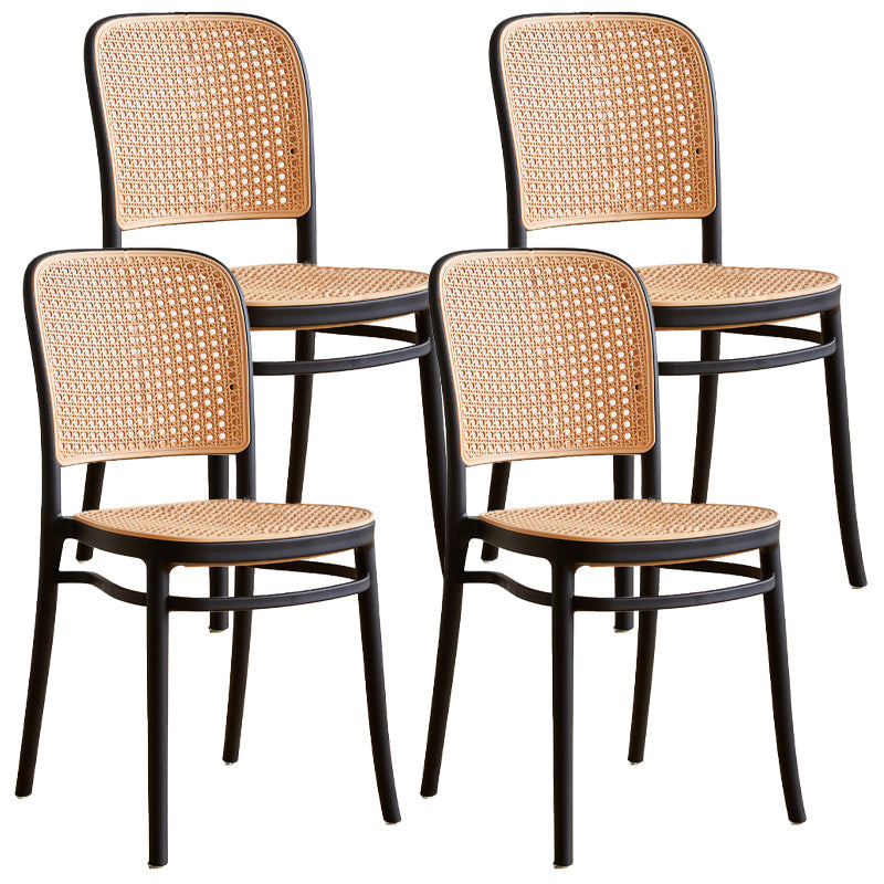 Contemporary Bar-stool Plastic Counter Bar Stool with Plastic Legs for Kitchen Black Set of 4 Short Stool(18"H) Clearhalo 'Bar Furniture' 'Bar Stools' 'bar_stools' 'Furniture' 'furniture_bar_stools' 'Kitchen & Dining Furniture' 4953603