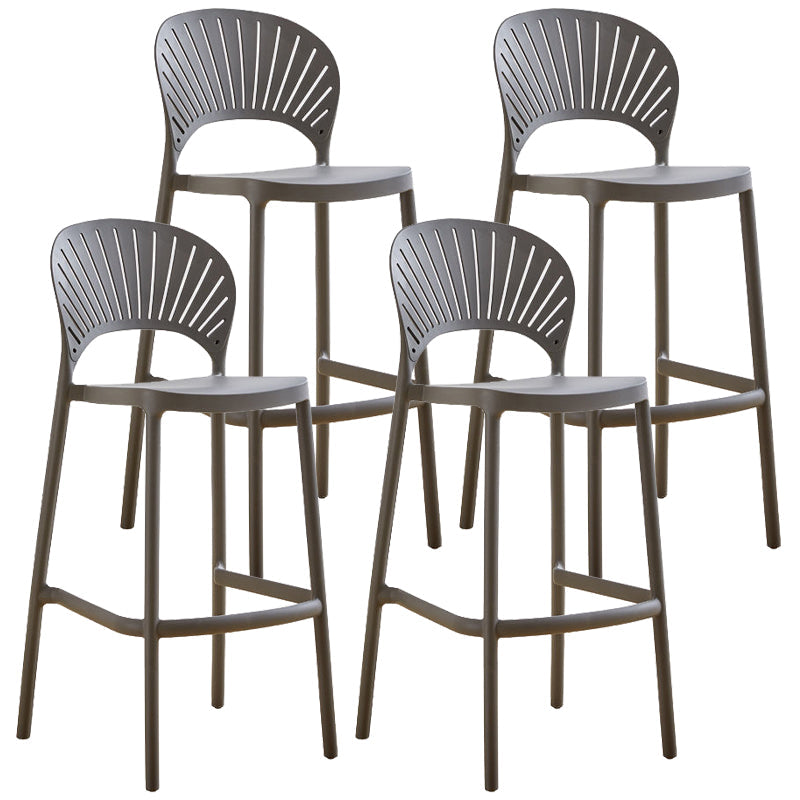 Modern Bar-stool Plastic Counter Bar Stool with Plastic Legs for Kitchen Grey 4 Piece Set Clearhalo 'Bar Furniture' 'Bar Stools' 'bar_stools' 'furn' 'furn_bar_stools' 'Furniture' 'furniture_bar_stools' 'Kitchen & Dining Furniture' 4953622
