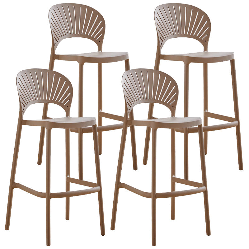 Modern Bar-stool Plastic Counter Bar Stool with Plastic Legs for Kitchen Pink 4 Piece Set Clearhalo 'Bar Furniture' 'Bar Stools' 'bar_stools' 'furn' 'furn_bar_stools' 'Furniture' 'furniture_bar_stools' 'Kitchen & Dining Furniture' 4953628