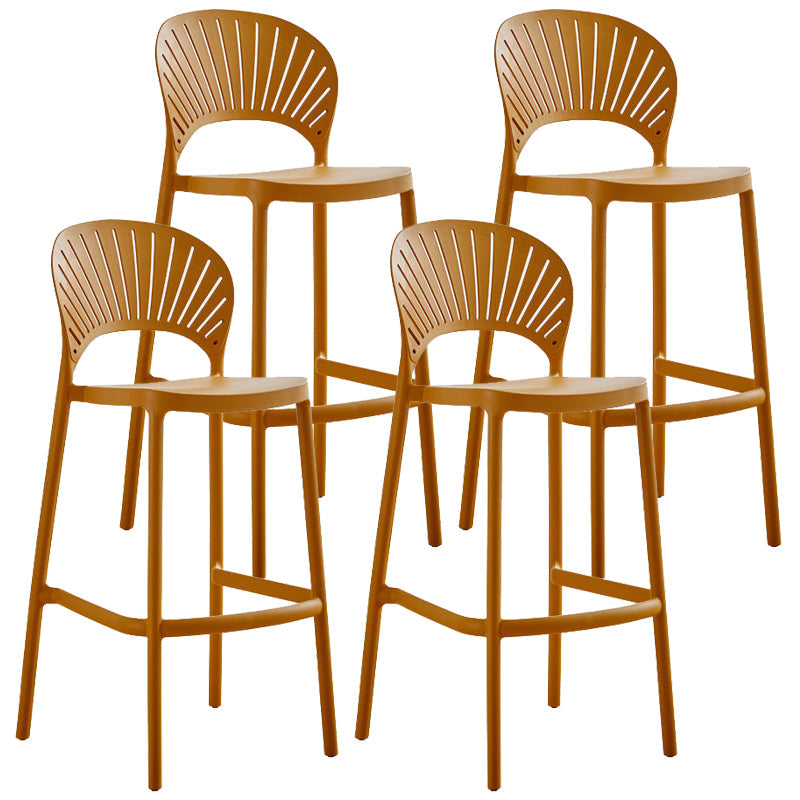 Modern Bar-stool Plastic Counter Bar Stool with Plastic Legs for Kitchen Yellow 4 Piece Set Clearhalo 'Bar Furniture' 'Bar Stools' 'bar_stools' 'furn' 'furn_bar_stools' 'Furniture' 'furniture_bar_stools' 'Kitchen & Dining Furniture' 4953631