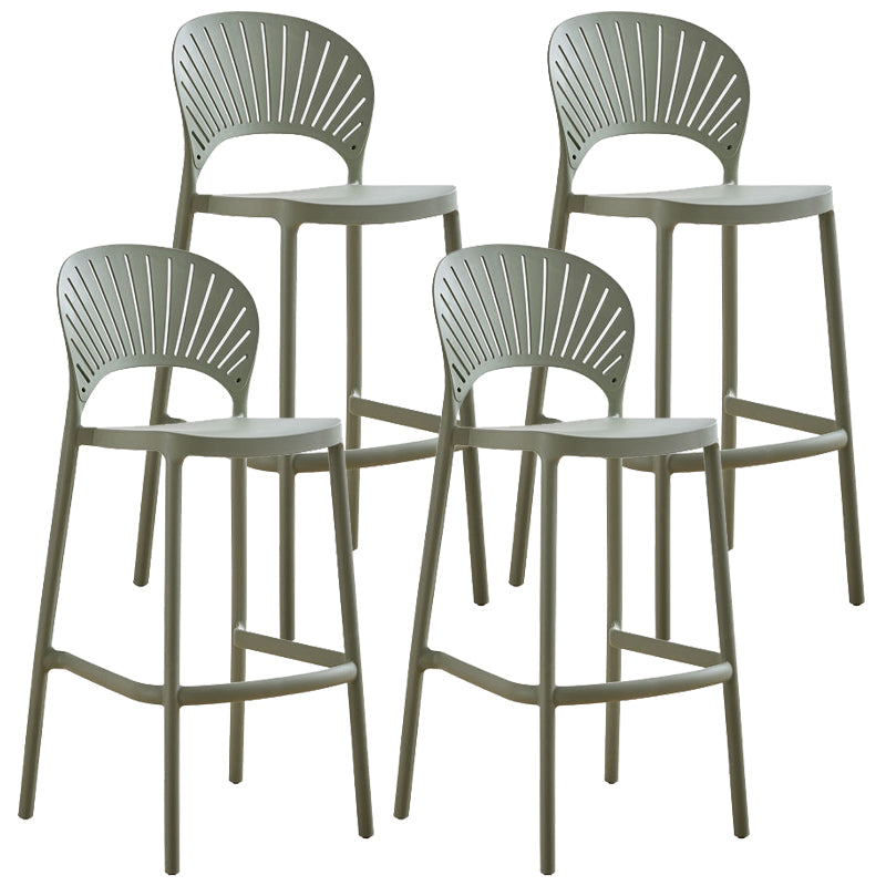 Modern Bar-stool Plastic Counter Bar Stool with Plastic Legs for Kitchen Green 4 Piece Set Clearhalo 'Bar Furniture' 'Bar Stools' 'bar_stools' 'furn' 'furn_bar_stools' 'Furniture' 'furniture_bar_stools' 'Kitchen & Dining Furniture' 4953634