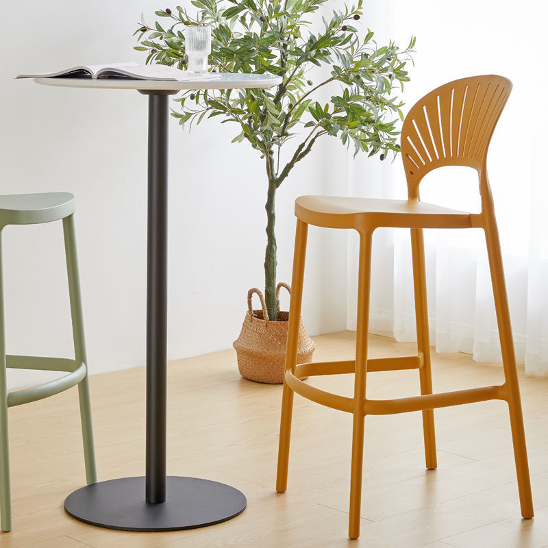 Modern Bar-stool Plastic Counter Bar Stool with Plastic Legs for Kitchen Clearhalo 'Bar Furniture' 'Bar Stools' 'bar_stools' 'furn' 'furn_bar_stools' 'Furniture' 'furniture_bar_stools' 'Kitchen & Dining Furniture' 4953638