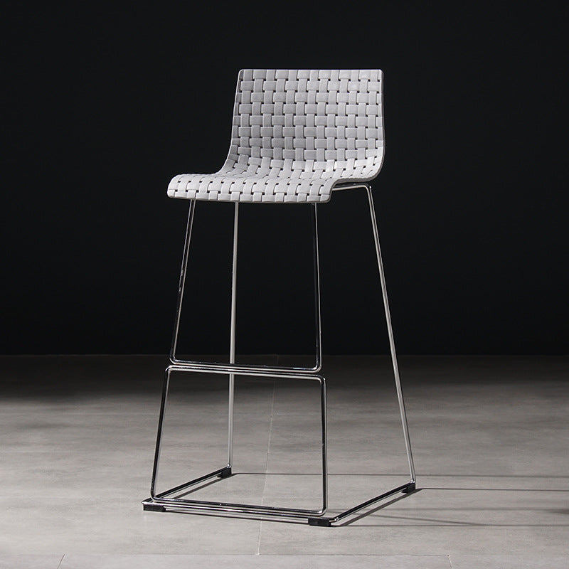 Modern Bar-stool Plastic Counter Bar Stool with Metal Legs for Kitchen Grey 1 Piece Clearhalo 'Bar Furniture' 'Bar Stools' 'bar_stools' 'Furniture' 'furniture_bar_stools' 'Kitchen & Dining Furniture' 4953647