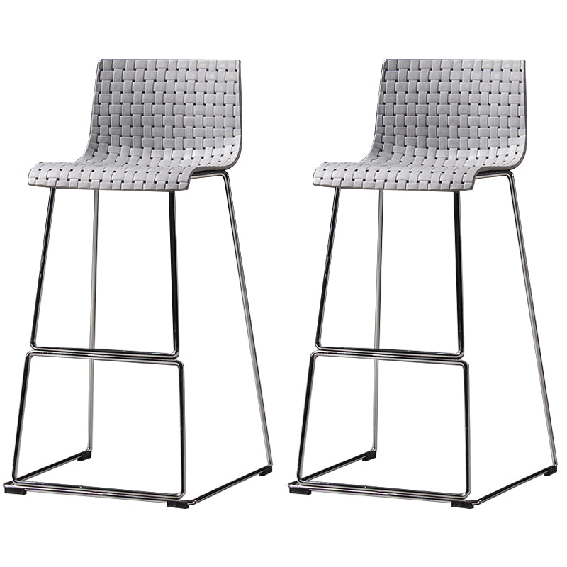 Modern Bar-stool Plastic Counter Bar Stool with Metal Legs for Kitchen Grey Set of 2 Clearhalo 'Bar Furniture' 'Bar Stools' 'bar_stools' 'Furniture' 'furniture_bar_stools' 'Kitchen & Dining Furniture' 4953648